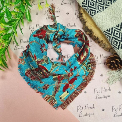 Frayed Nordic Teal Tapestry Bandana - Scamps