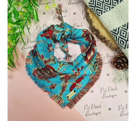 Frayed Nordic Teal Tapestry Bandana - Scamps