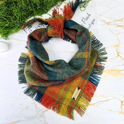 Frayed Orange Willow Plaid Bandana - Scamps
