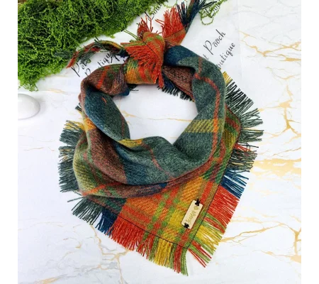 Frayed Orange Willow Plaid Bandana - Scamps