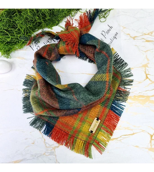 Frayed Orange Willow Plaid Bandana - Scamps