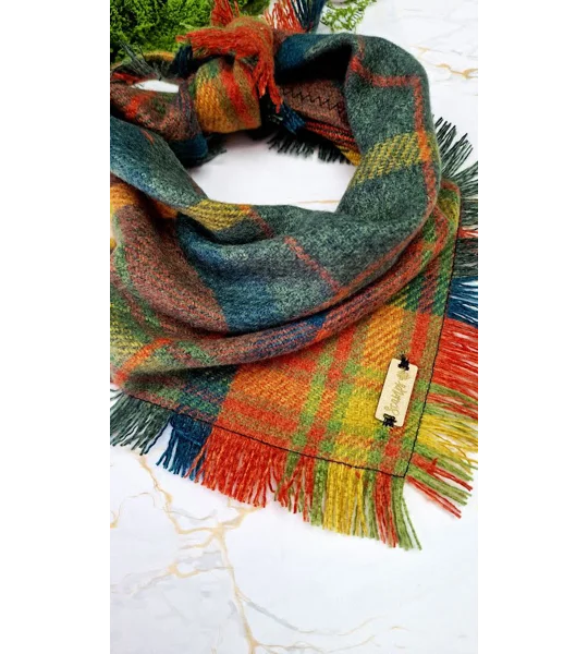 Frayed Orange Willow Plaid Bandana - Scamps