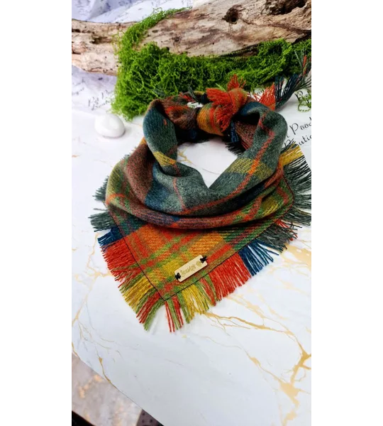 Frayed Orange Willow Plaid Bandana - Scamps