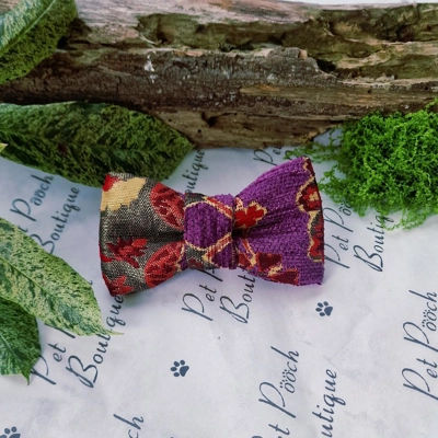 Empress Purple & Gold Dog Bow Tie