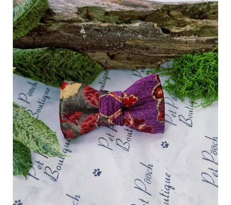 Empress Purple & Gold Dog Bow Tie