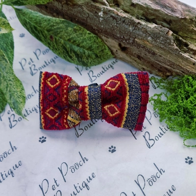 Red Toad & Moss Dog Bow Tie