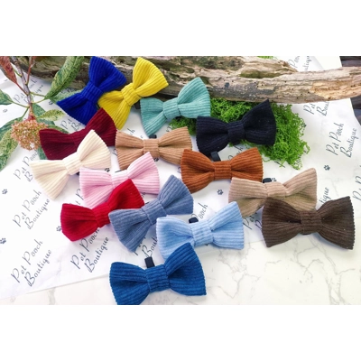 Cord Block Colour Dog Bow Tie