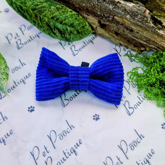 Cord Block Colour Dog Bow Tie