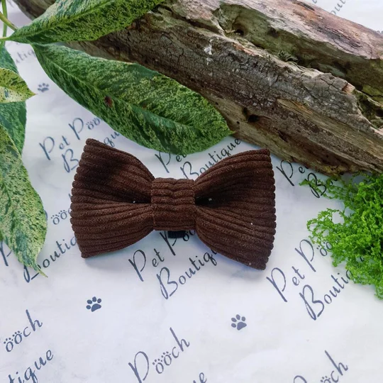 Cord Block Colour Dog Bow Tie