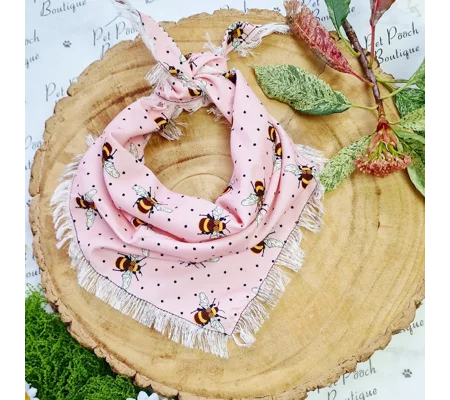 Rose Pink Frayed Bumble Bee Bandana - Scamps