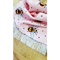 Rose Pink Frayed Bumble Bee Bandana - Scamps