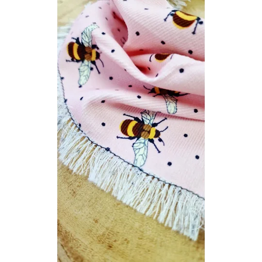 Rose Pink Frayed Bumble Bee Bandana - Scamps