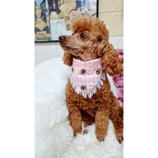 Rose Pink Frayed Bumble Bee Bandana - Scamps