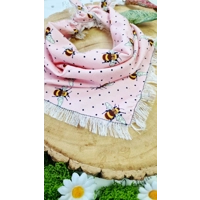 Rose Pink Frayed Bumble Bee Bandana - Scamps