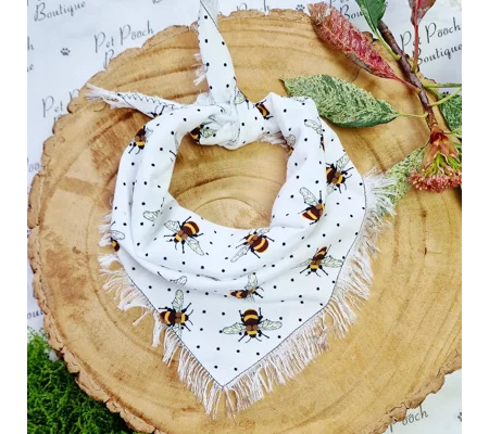 Classic Cream Frayed Bumble Bee Bandana - Scamps