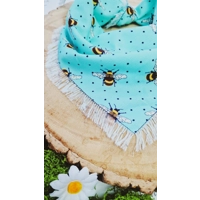 Bright Blue Frayed Bumble Bee Bandana - Scamps