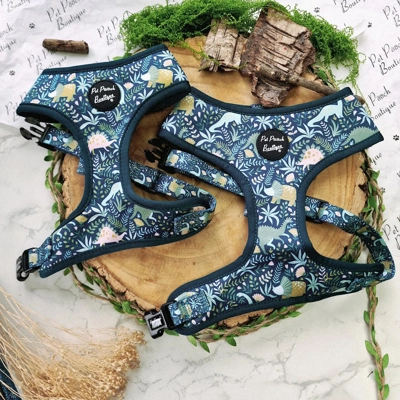 Dino Rawr Dog Harness  - optional bow tie accessory