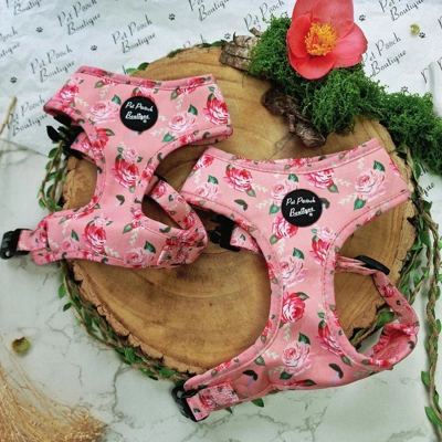 Sunday Rose Floral Dog Harness  - optional flower/bow tie accessory