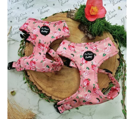 Sunday Rose Floral Dog Harness - optional flower/bow tie accessory