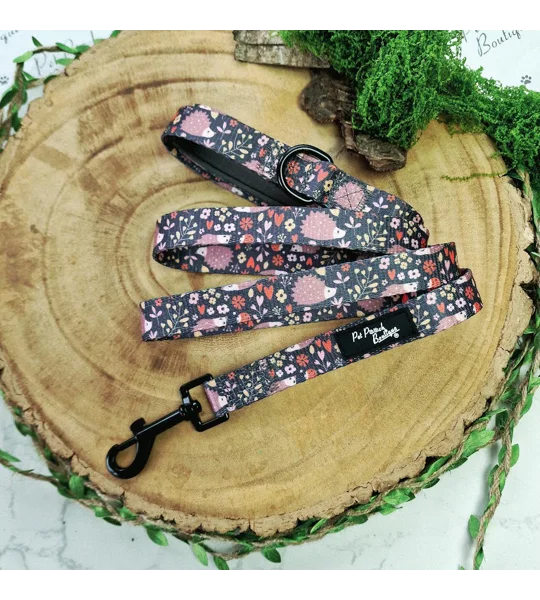 Woodland Hedgehog Dog Lead - Reversible