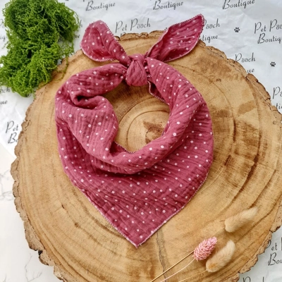 Rose Petal Pink Polka Dots Dog Bandana