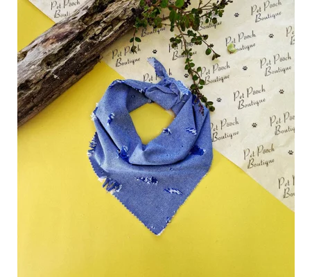 Classic Denim Raw Edge Dog Bandana