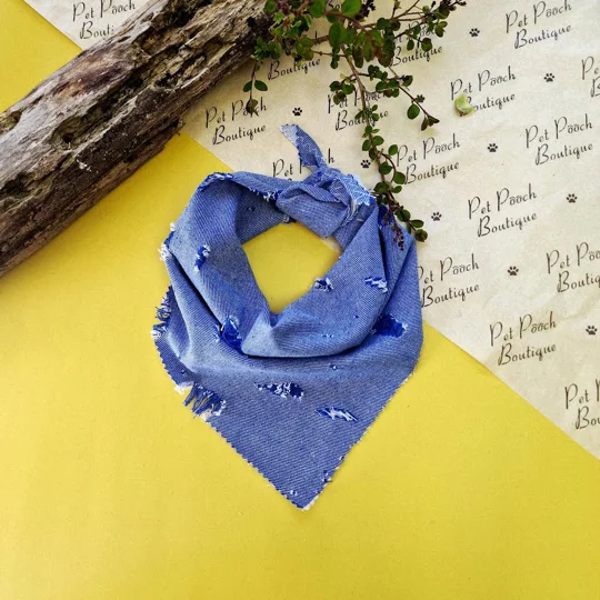 Classic Denim Raw Edge Dog Bandana