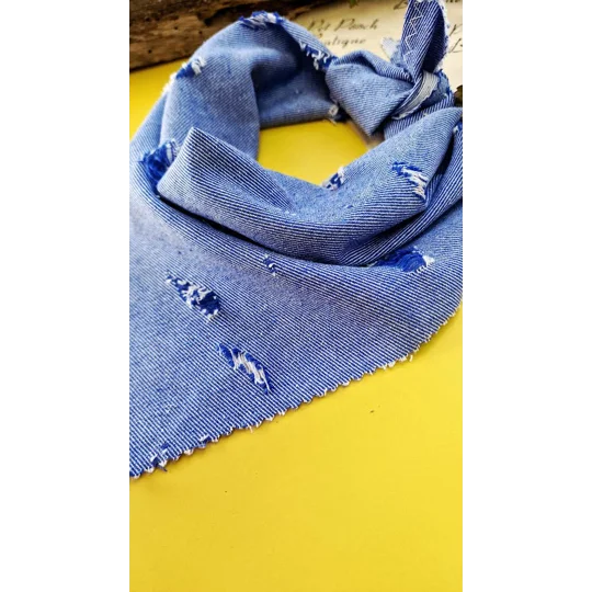 Classic Denim Raw Edge Dog Bandana