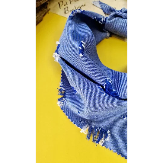 Classic Denim Raw Edge Dog Bandana