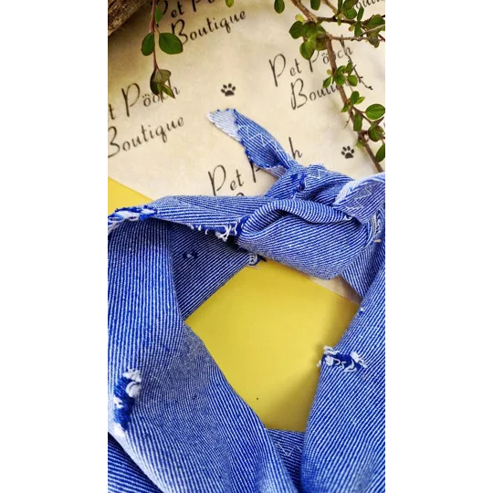 Classic Denim Raw Edge Dog Bandana