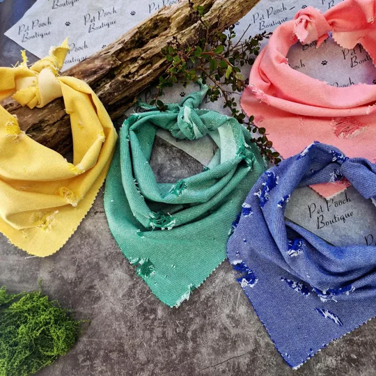 Classic Denim Raw Edge Dog Bandana