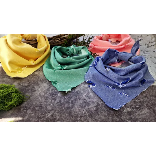 Classic Denim Raw Edge Dog Bandana