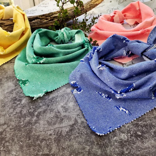 Classic Denim Raw Edge Dog Bandana