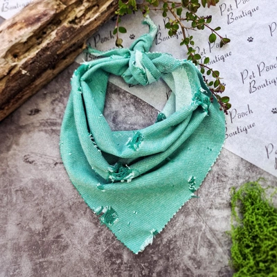 Moss Green Denim Raw Edge Dog Bandana