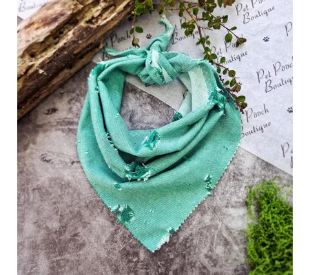 Moss Green Denim Raw Edge Dog Bandana