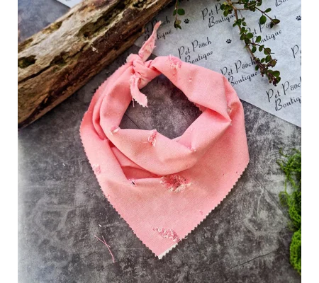 Dusty Rose Pink Denim Raw Edge Dog Bandana