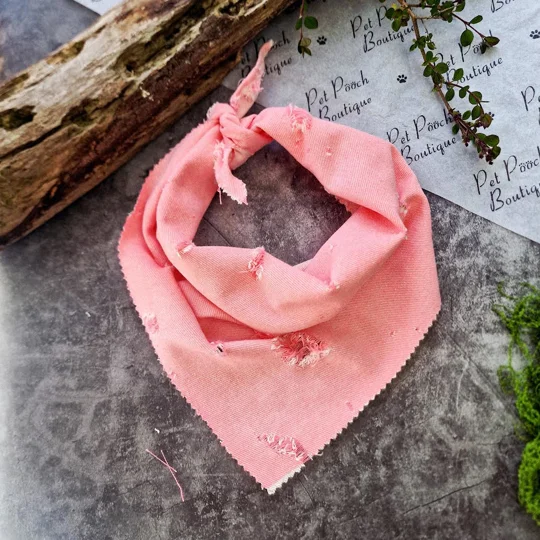 Dusty Rose Pink Denim Raw Edge Dog Bandana