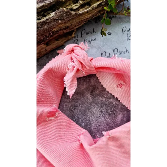 Dusty Rose Pink Denim Raw Edge Dog Bandana