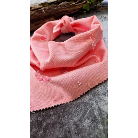 Dusty Rose Pink Denim Raw Edge Dog Bandana