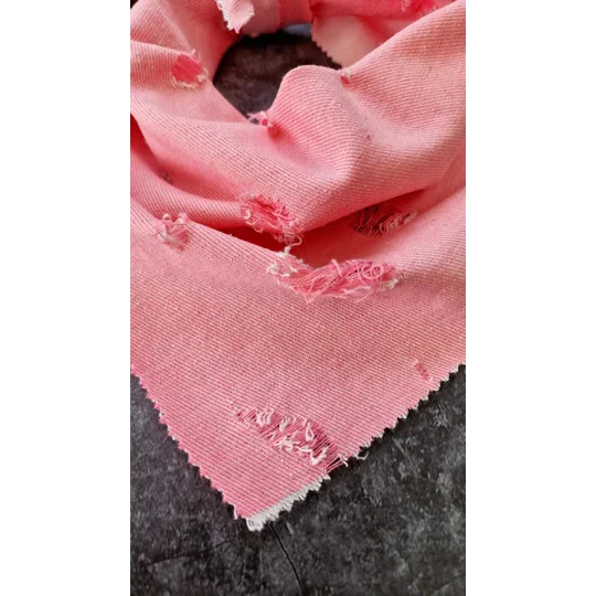 Dusty Rose Pink Denim Raw Edge Dog Bandana