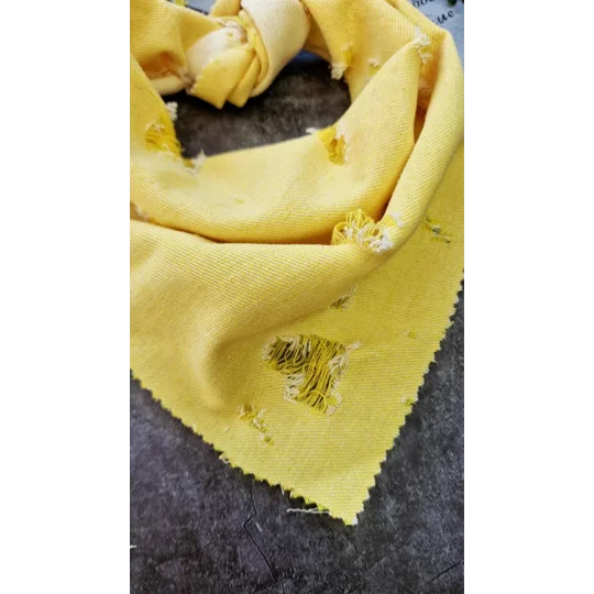 Sun Washed Yellow Denim Raw Edge Dog Bandana