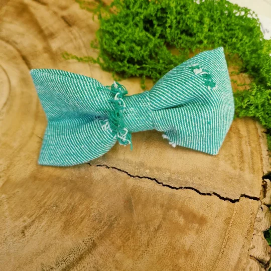 Moss Green Ripped Denim Dog Bow Tie