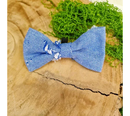 Classic Denim Ripped Denim Dog Bow Tie