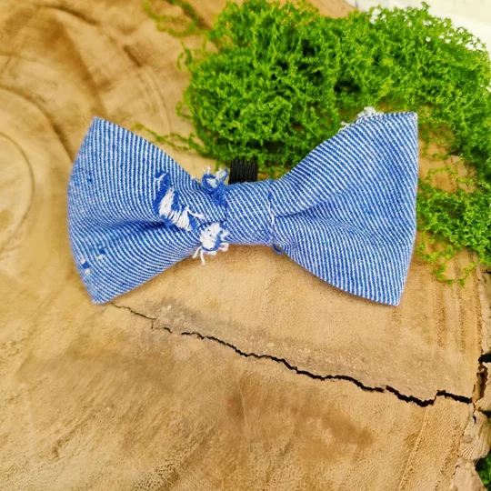 Classic Denim Ripped Denim Dog Bow Tie