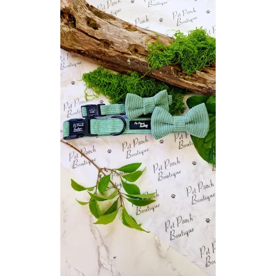 Sage Green Cord Dog Bow Tie