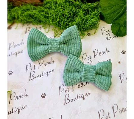 Sage Green Cord Dog Bow Tie