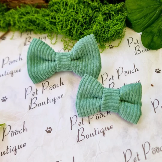Sage Green Cord Dog Bow Tie