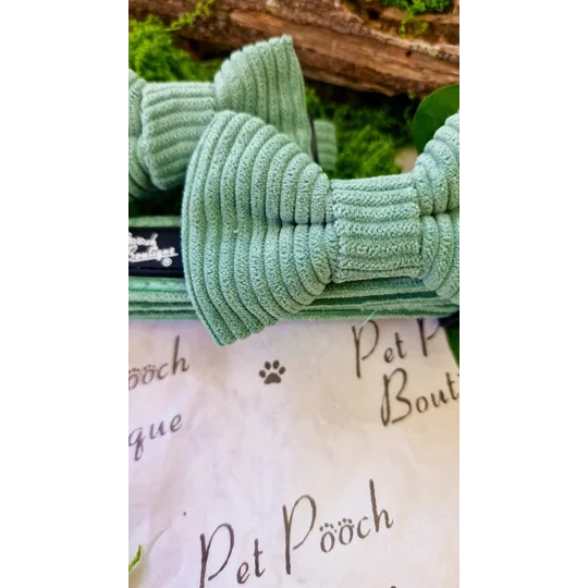 Sage Green Cord Dog Bow Tie
