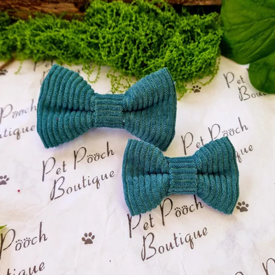 Fern Green Cord Dog Bow Tie