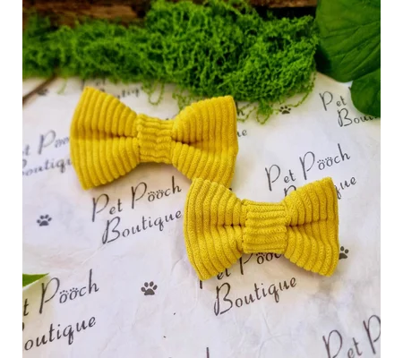 Sunshine Yellow Cord Dog Bow Tie
